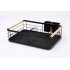 Metal dish rack with wooden handle, 44.5x32xH12.5CM Color Black