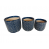 Set of 3 ceramic vases Color Blue