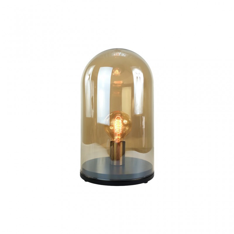Lampe À Poser Cloche En Verre + Ampoule 12x12xH25cm