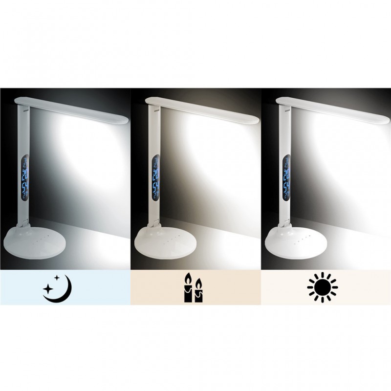 Lampe D20x51cm LED Touche + Réveil + Thermomètre Extra image