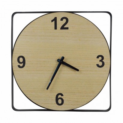 Horloge carré en bois et...