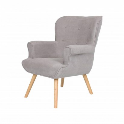 Fabric Armchair with Wooden...