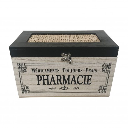 Wood and cane medicine box,...