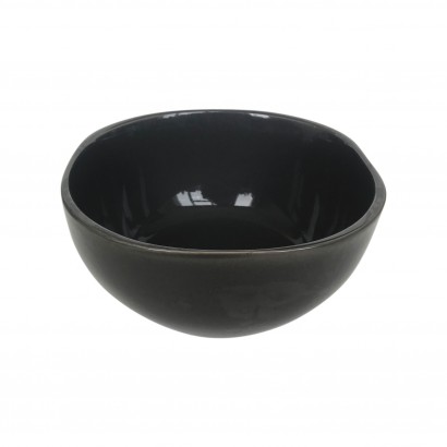 Plain black ceramic bowl,...
