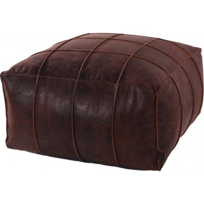 Dark brown leather pouffe...