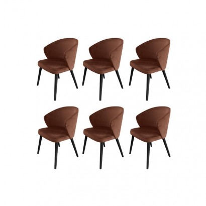 Set of 6 chairs with velvet...