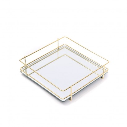 Mirror tray 16x16xH5 cm - Gold