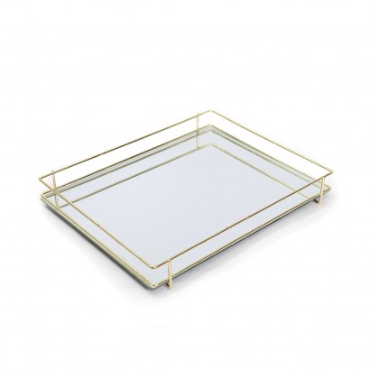 Mirror tray 31x25xH5 cm - Gold
