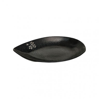 Black ceramic dish, 20x13.5cm