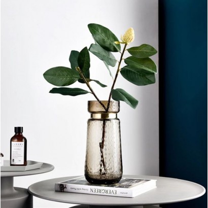 Grey glass vase,...