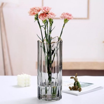 Transparent glass vase with...