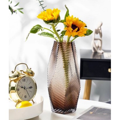 Vase en verre marron, D8xH29CM