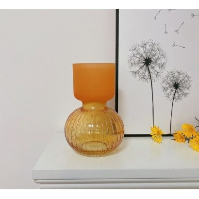Glass vase amber, D18xH26CM...