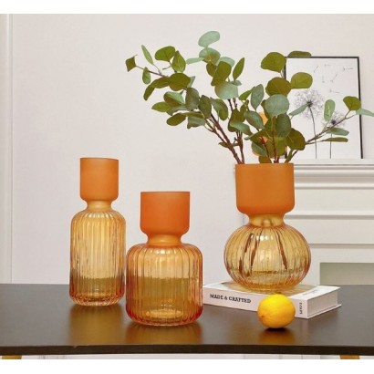 Glass vase amber, D14xH25cm...