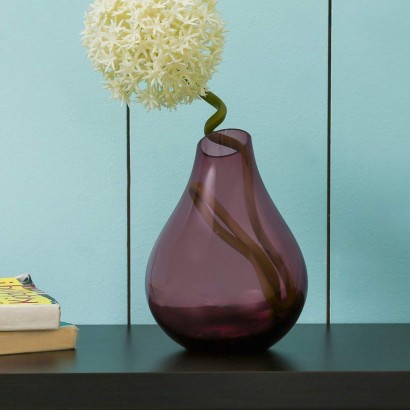 Purple glass vase, D12xH17CM