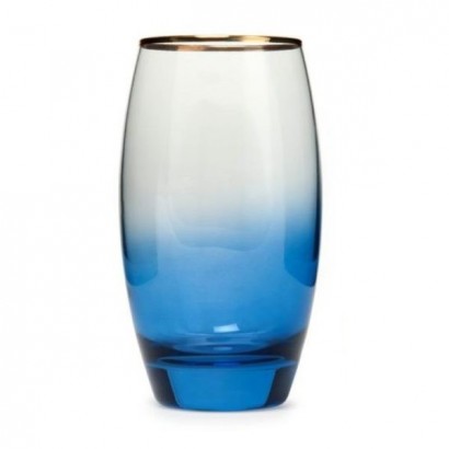 Glas 50CL BLUE met gouden...