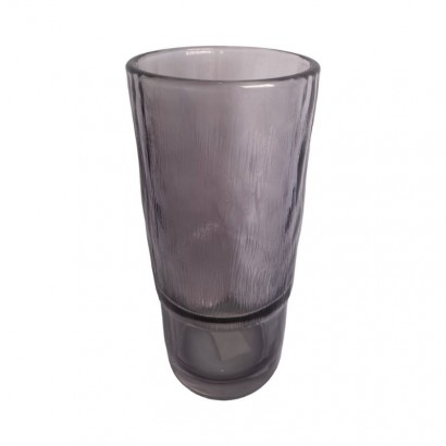 Grey glass vase D10xH22.8 cm
