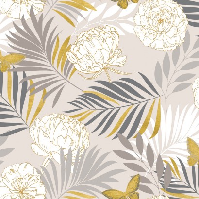 Oilcloth gray gold leaf...