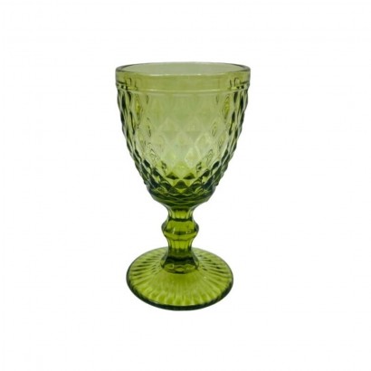 Green glass wine glass,...