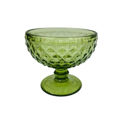 Green glass ice bowl,...