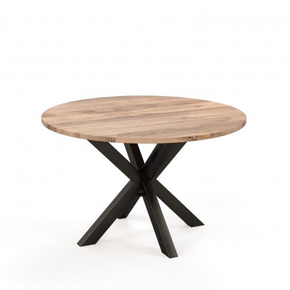 Wooden table with black...