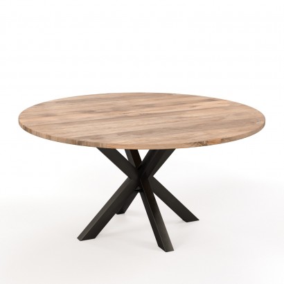 Wooden table with black...