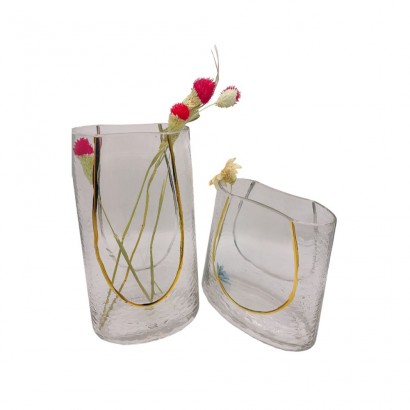 Transparent glass vase,...