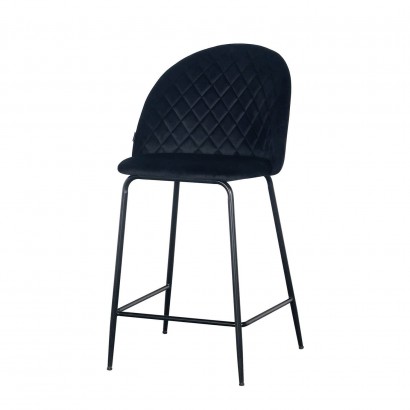 Velvet bar stool with black...