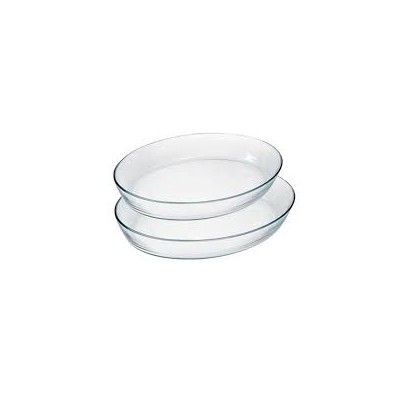 Set of 2 oval glass...