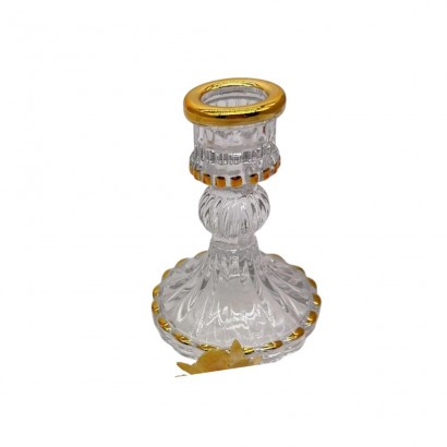 Bougeoir en verre, D8xH10,4CM