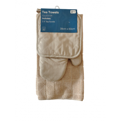 Set van 3 theedoeken - Beige