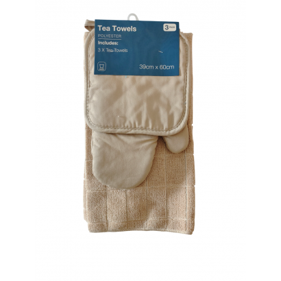 Set of 3 tea towels - Beige