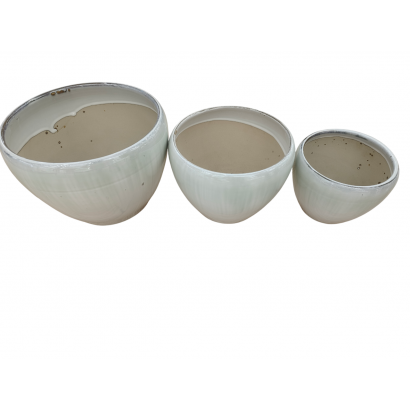 Set of 3 ceramic vases - White