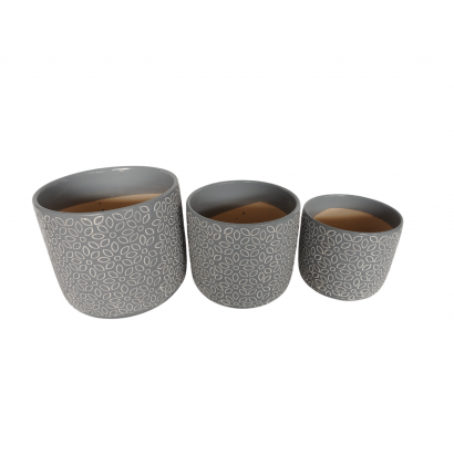 Set of 3 ceramic vases - Grey