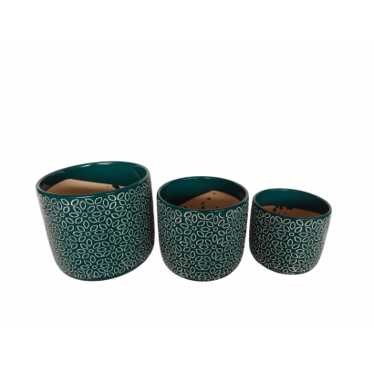 Set of 3 ceramic vases - Green