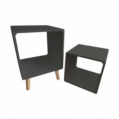 Side table + Grey wooden shelf
