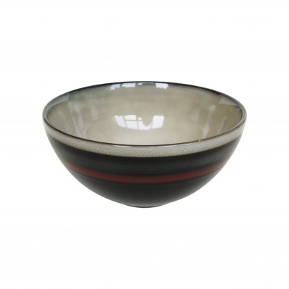 Red printed ceramic bowl,...