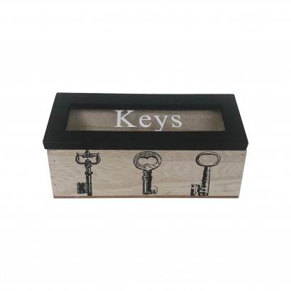 Black printed wooden key...