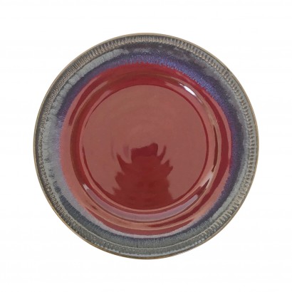 Red ceramic dinner plate,...