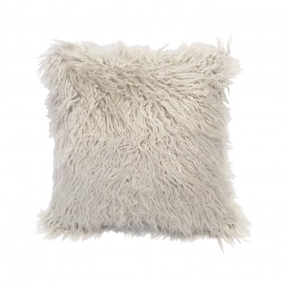 43CM 2 X LUXURY BEIGE WHITE FAUX FUR SUEDE SUPERSOFT CUSHION COVERS 17" 