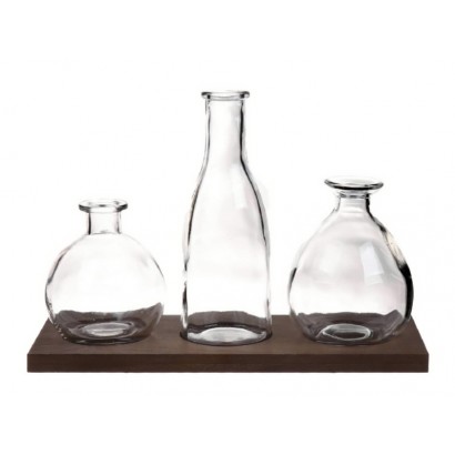3 Glass bottles 28x10,5xH20cm