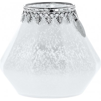 White pearly glass candle...