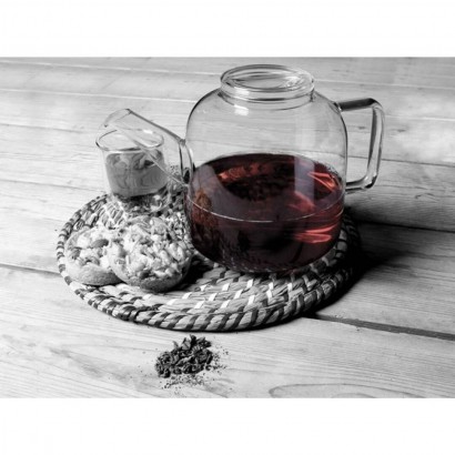 Transparent glass teapot,...