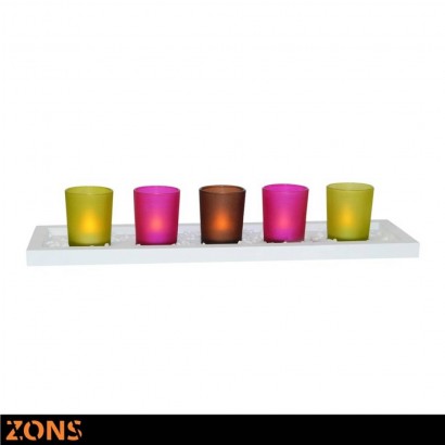 Candle holder x 5 + white tray